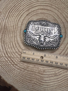 Rowdy Belt Buckle with Faux Turquoise