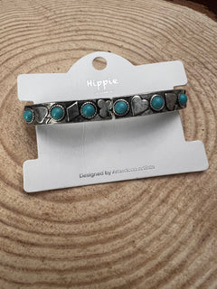 Card Theme Stretch Bracelet with Faux Turquoise