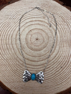 Western Bowtie and Faux Turquoise Necklace