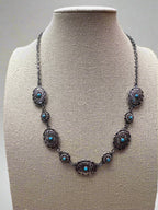 Linked Concho and Faux Turquoise Necklace - 18 inch 