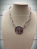 Western Buffalo Coin Choker & Earring Set - 14 inch + 3