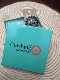 Western Buffalo Coin Cuff Ring with Faux Turquoise