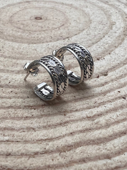 Elaine Tahe Sterling Silver Hoop Earrings