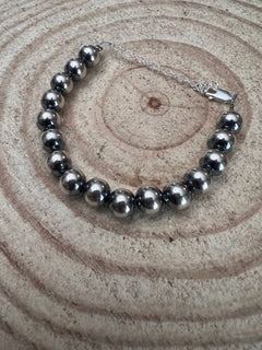 8mm Sterling Silver Pearls bracelet - 6.5 inch bracelet