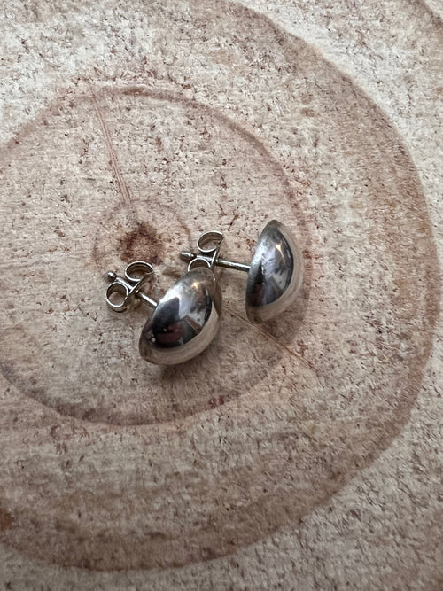 Simple Sterling Silver Button Post Earrings - 10mm