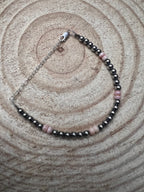 4mm Sterling Pearl and Pink Conch Bracelet