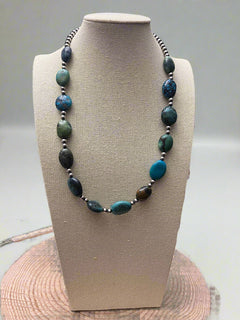 5mm Sterling Pearls and Turquoise - 22 inch + 3