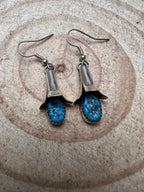 Doris Smallcanyon Kingman Turquoise Squash Blossom Earrings