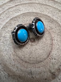 Vintage Old Pawn Native American Turquoise Post Earrings