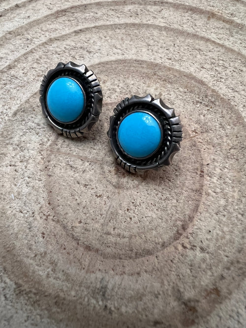 Vintage Old Pawn Native American Turquoise Post Earrings