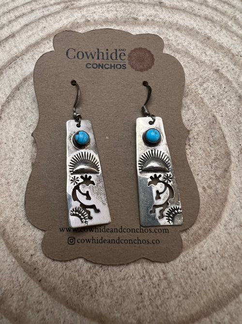 Vintage Kokopelli and Turquoise Earrings