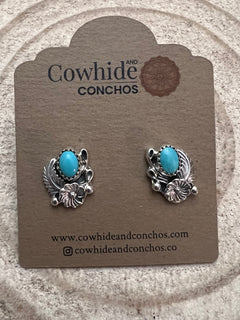 Annette Chiquit Navajo Handmade Sterling and Kingman Turquoise Post Earrings