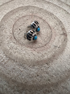 Gaynell Parker Sterling & Kingman Turquoise Bear Claw Post Earrings