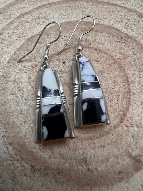 Steve Francisco White Buffalo Inlay Earrings