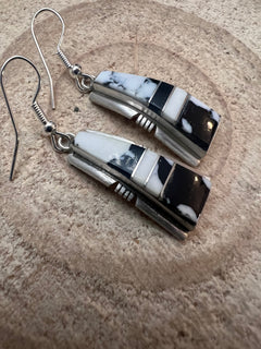 Steve Francisco White Buffalo Inlay Earrings