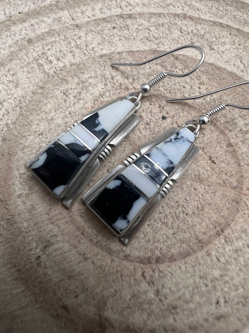 Steve Francisco White Buffalo Inlay Earrings