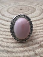 Pink Conch Sterling Silver ring by Dave Skeets - Size 8.5