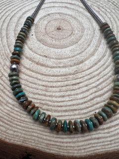 Graduated turquoise necklace and Sterling silver pearls - 22 inch