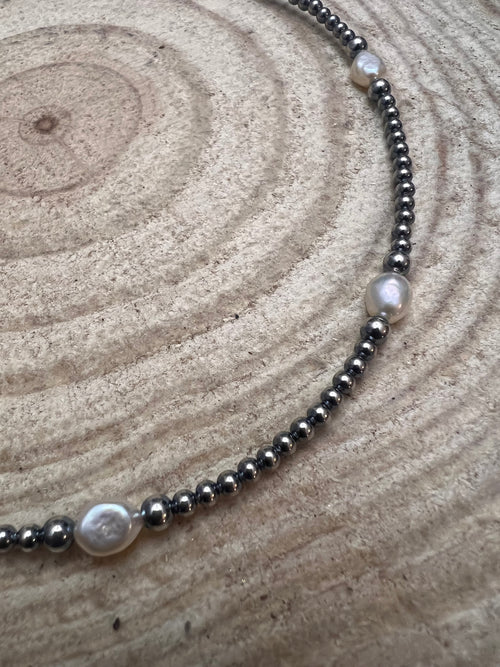 3mm Sterling Pearl Necklace with Fresh Water Pearls - 14 inch +3