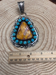 Roland Dixson Spiny Oyster, Turquoise & Sterling Silver Statement Pendant