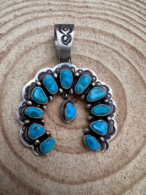 Bob Becenti Turquoise & Sterling Silver Naja Pendant