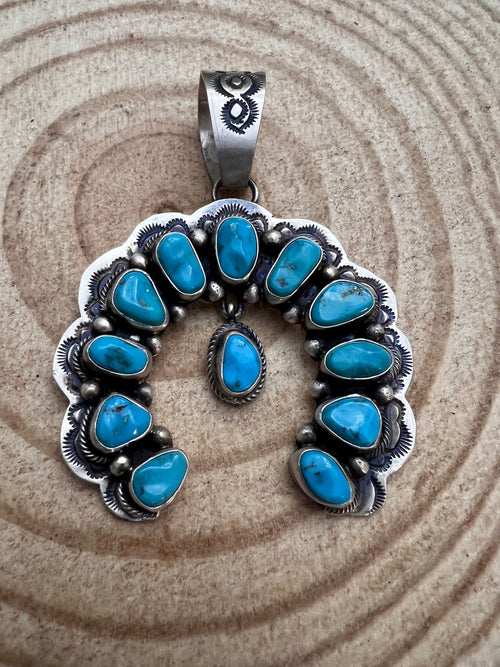 Bob Becenti Turquoise & Sterling Silver Naja Pendant