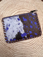 Hair on Hide Coin Purse - with dark blue paint