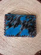 Hair on Hide Coin Purse with teal splattered paint