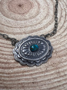Sterling Concho and Kingman Turquoise Necklace - 18 inch