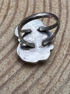 Coral and Sterling Leaf Ring - Stamped LJ - Size 6