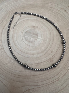4mm Sterling Pearl & Saucer Bead Choker - 14 inch choker - Top Seller