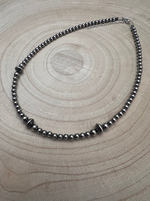 4mm Sterling Pearl & Saucer Bead Choker - 14 inch choker - Top Seller