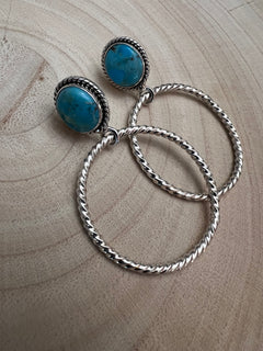 Kingman Turquoise Hoop Earrings by Hada
