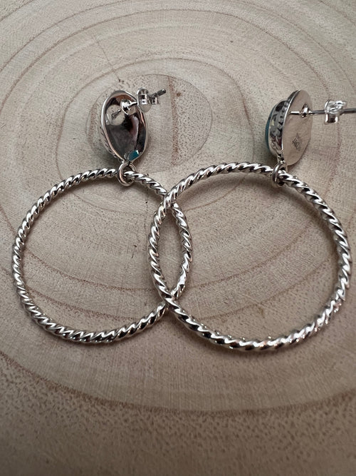 Kingman Turquoise Hoop Earrings by Hada