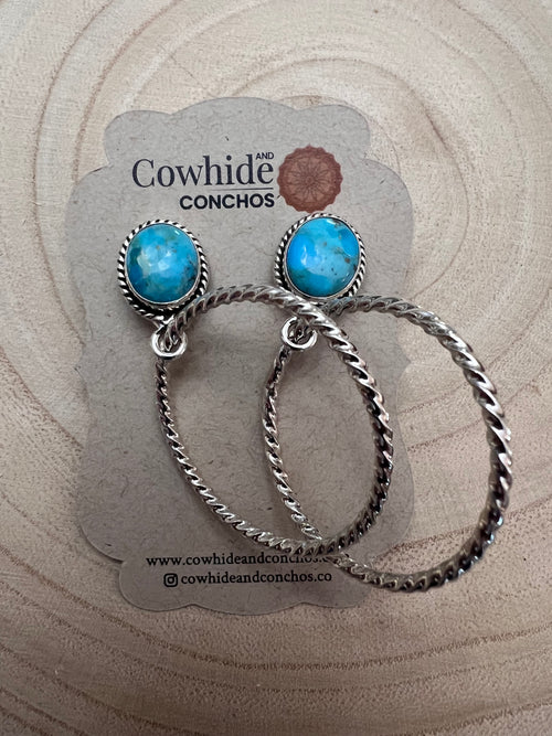 Kingman Turquoise Hoop Earrings by Hada