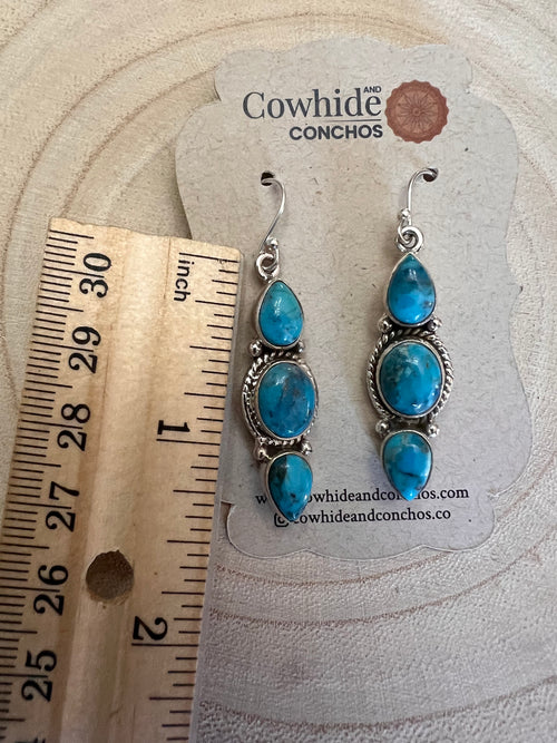 Kingman Turquoise Dangle Earrings by Hada