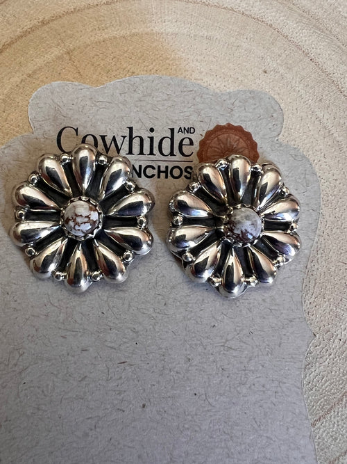 Wild Horse Concho Post Earrings by Hada