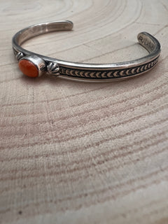 Sterling Silver &amp; Spiny Oyster Bracelet by Jerome Delgarito