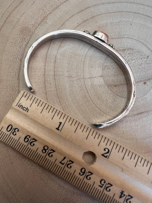 Sterling Silver &amp; Spiny Oyster Bracelet by Jerome Delgarito