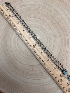 Navajo Handmade Kingman Turquoise Lariat Necklace by Lorenzo Juan - 20 inch