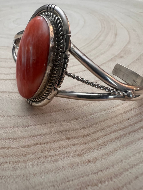 Navajo Handmade Spiny Oyster Bracelet by Dave Skeets