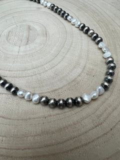 6mm Sterling Pearl Necklace with Fresh Water Pearls - 16 inch