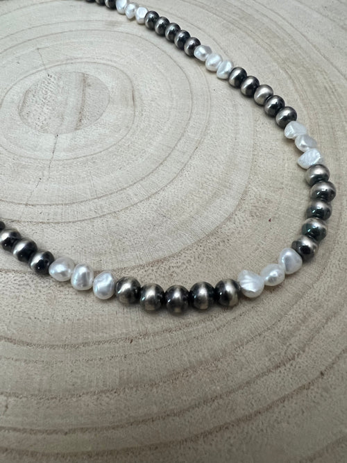 6mm Sterling Pearl Necklace with Fresh Water Pearls - 16 inch