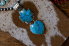 Large Bleeding Heart Turquoise Stone Pendant