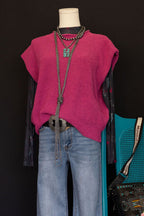 Soft Knit Sweater Vest Top - Pink or Ecru