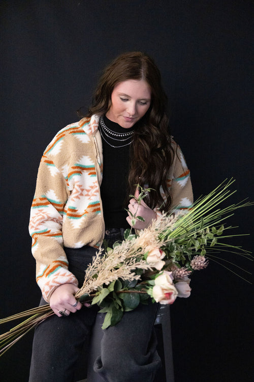 Aztec Sherpa Cropped Jacket