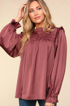 Ruffled Satin Blouse