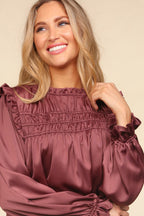 Ruffled Satin Blouse