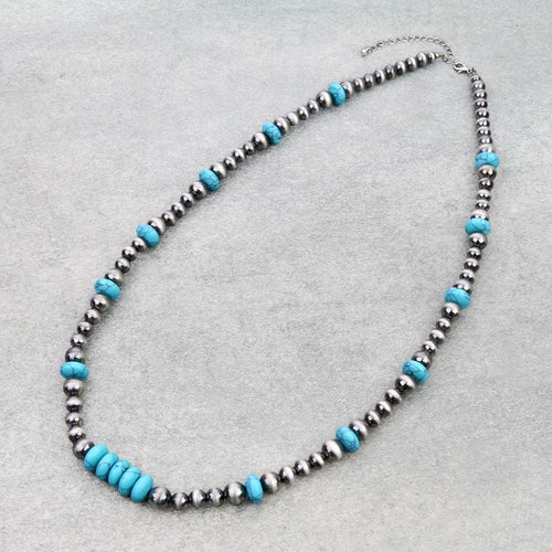 60" Navajo Style Pearl Necklace