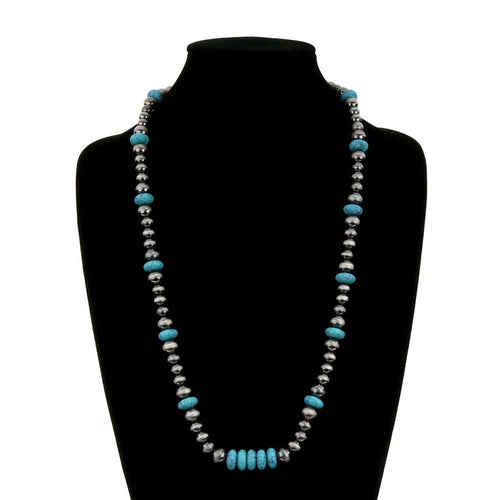 60" Navajo Style Pearl Necklace